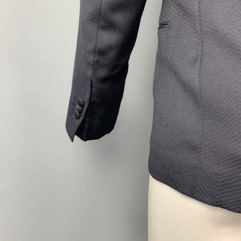 MASSIMO PIOMBO Size 34 Black on Black Herringbone Wool Sport Coat