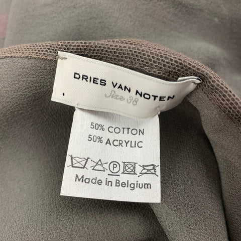 DRIES VAN NOTEN Size 6 Taupe Multi-Color Cotton Acrylic Embroidered Wrap Skirt