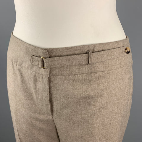 GIORGIO ARMANI Taille 14 Pantalon habillé en soie / cachemire taupe avec patte avant