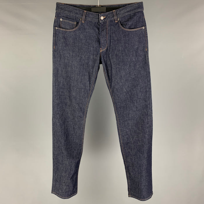 PRADA Size 33 Blue Cotton Slim Button Fly Jeans