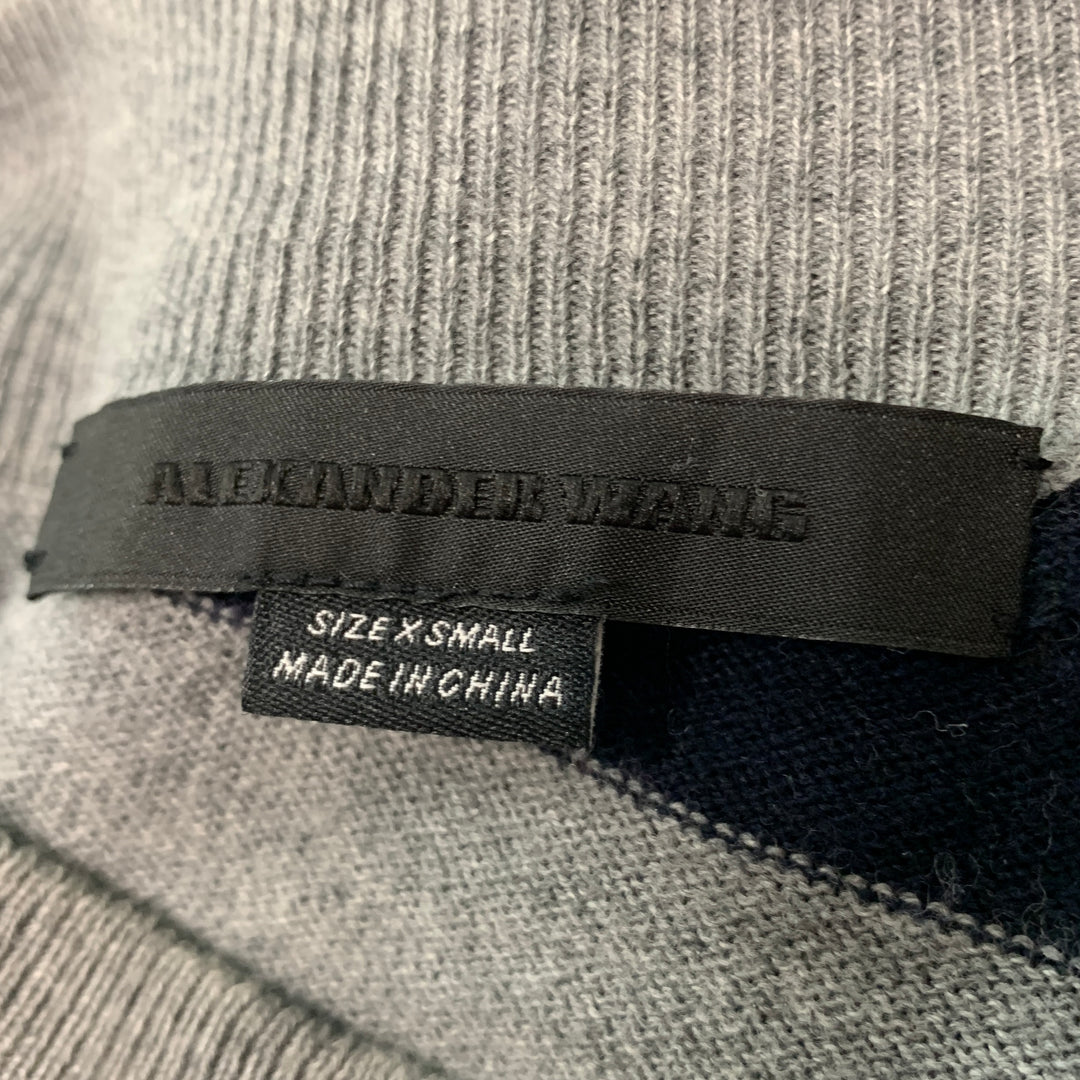 ALEXANDER WANG Size XS Grey Navy Cotton Stripe Cutout Pullover