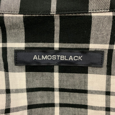 ALMOST BLACK Size M Black White Plaid Cotton Blend Oversized Long Sleeve Shirt