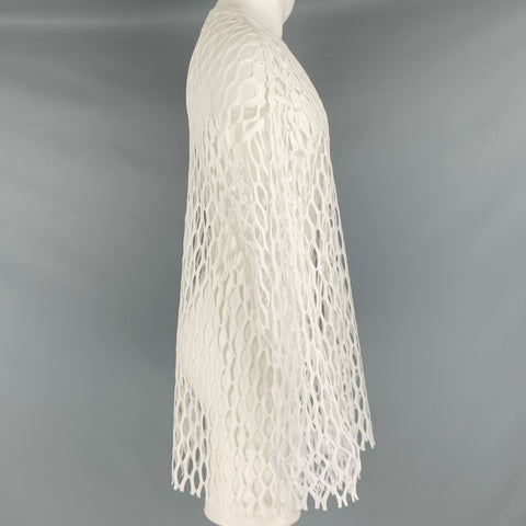 DRIES VAN NOTEN Size M White Mesh Polyester Crew Neck Pullover