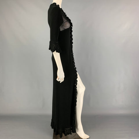 CHANEL 2003 Size 10 Black Knitted Cotton Long Cardigan