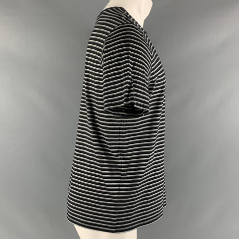 A.P.C. Size M Black White Stripe Cotton Short Sleeve T-shirt