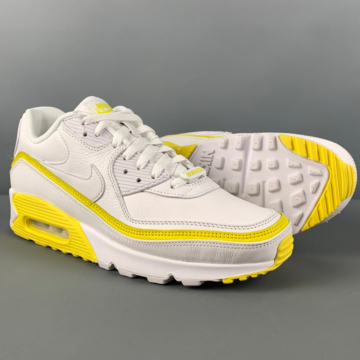 NIKE x UNDFTED Size 10.5 White Yellow Leather Air Max 90 Sneakers