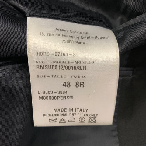 LANVIN Taille 38 Manteau de sport à col châle en laine noire Mohair