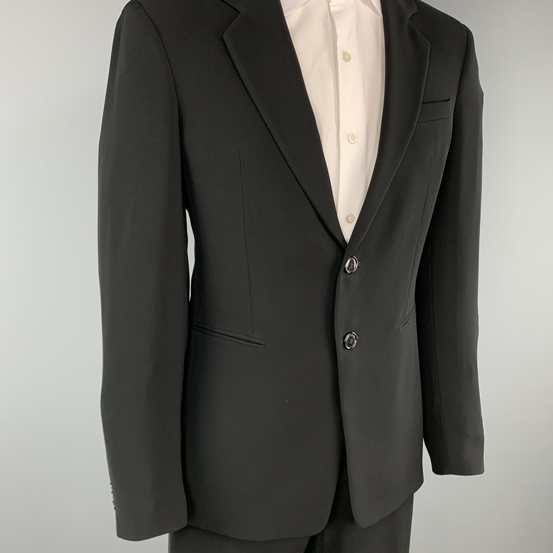 EMPORIO ARMANI 38 Regular Black Solid Polyester 32 x 31 Suit