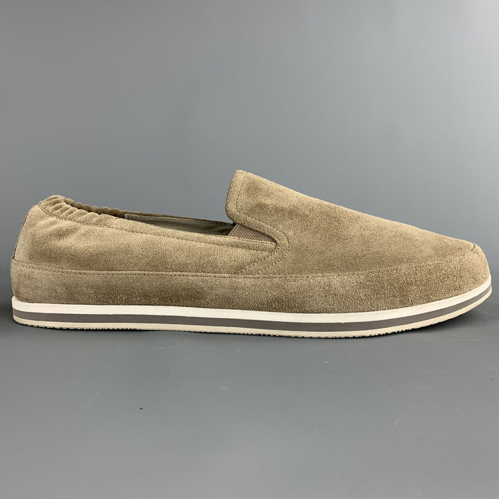 PRADA Size 9 Taupe Suede Slip On Loafers