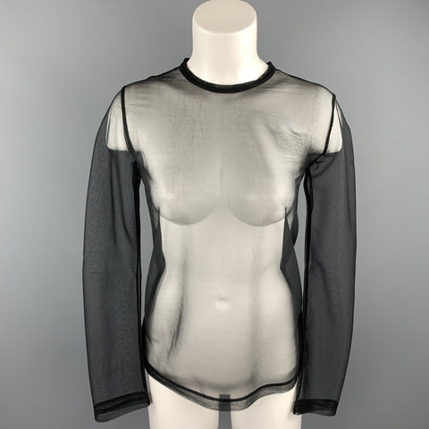 JUNYA WATANABE Size M Black Mesh Polyester Crew-Neck Pullover