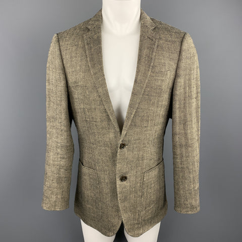J CREW 38 R Black & Gold Herringbone Linen Ludlow Sport Coat