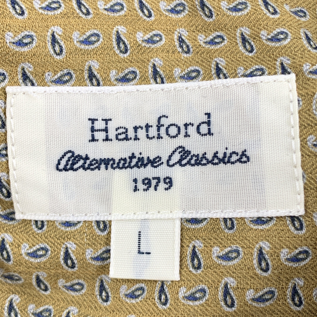 HARTFORD Size L Mustard Print Cotton Button Up Long Sleeve Shirt