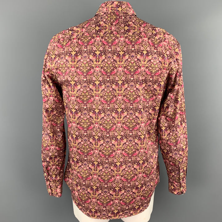 LIBERTY OF LONDON Camisa de manga larga con botones de algodón con estampado magenta talla L