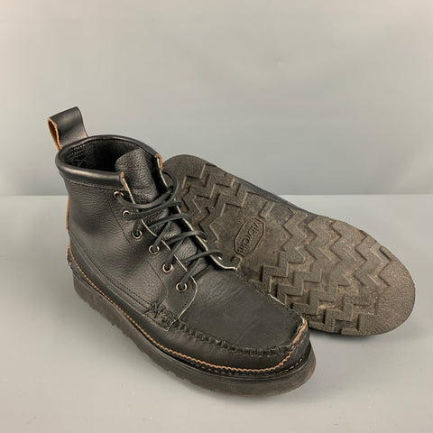 YUKETEN Size 9 Black Leather Lace Up Boots