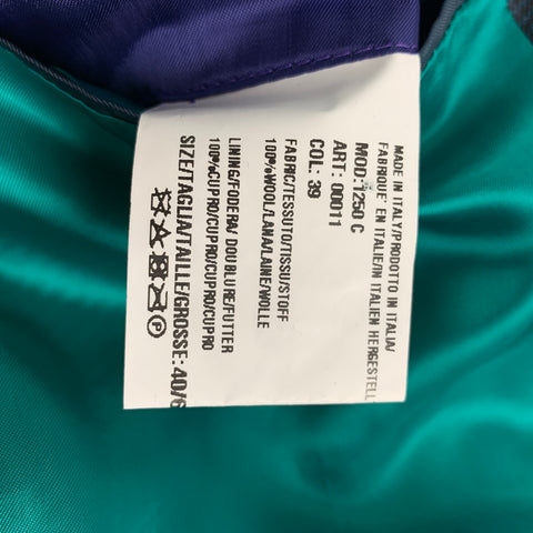 PAUL SMITH Kensington Fit Size 40 Regular Teal Black Grid Wool Notch Lapel Sport Coat