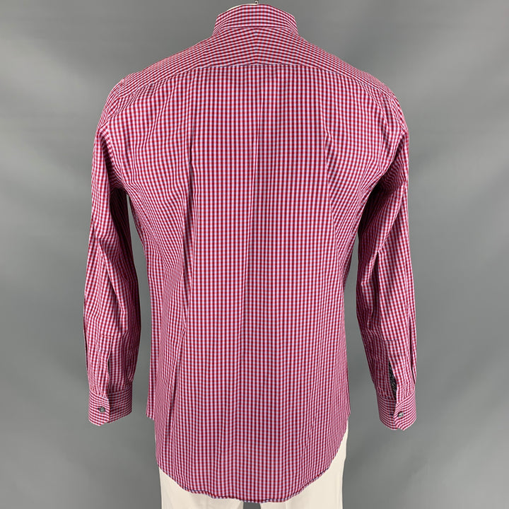 PAUL SMITH Size L Red & Blue Burgundy Gingham Cotton Slim Fit Long Sleeve Shirt