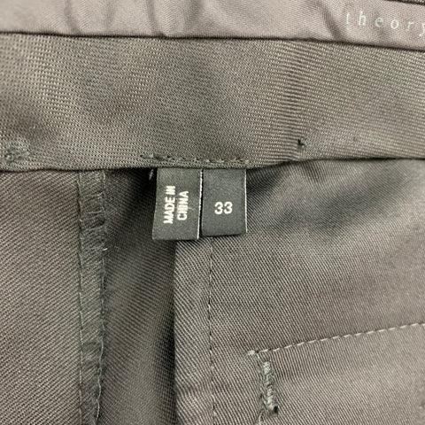 THEORY Size 40 Regular Black Wool Peak Lapel Tuxedo Suit