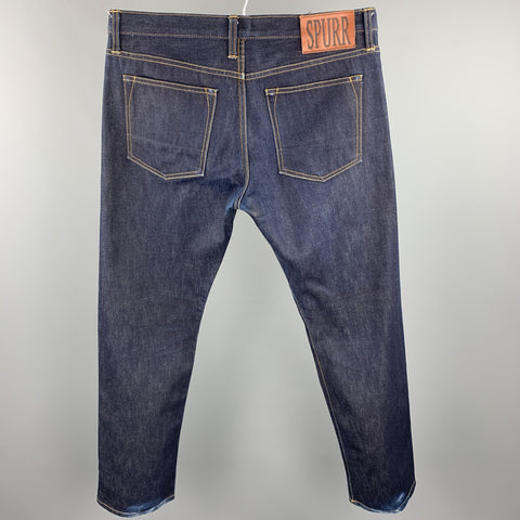 SPURR Size 34 Indigo Contrast Stitch Selvedge Denim Zip Fly Jeans