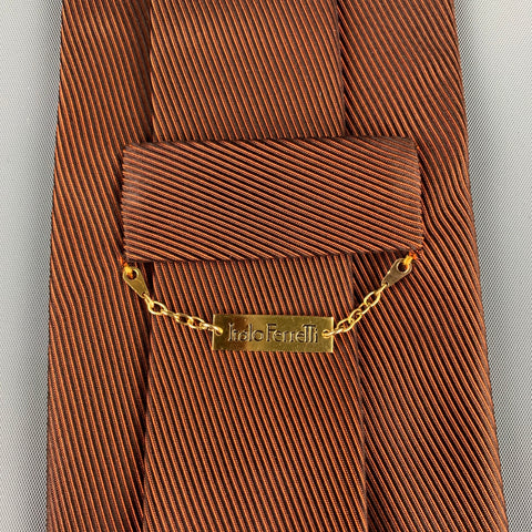 ITALO FERRETTI Brown Textured Silk Tie