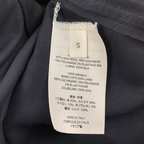 THE ROW Size S Navy Cashmere Blend Lamb Skin Bomber Jacket