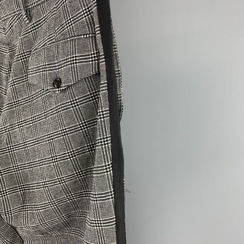 PAUL SMITH Size 32 Black & White Plaid Polyester Zip Fly Dress Pants