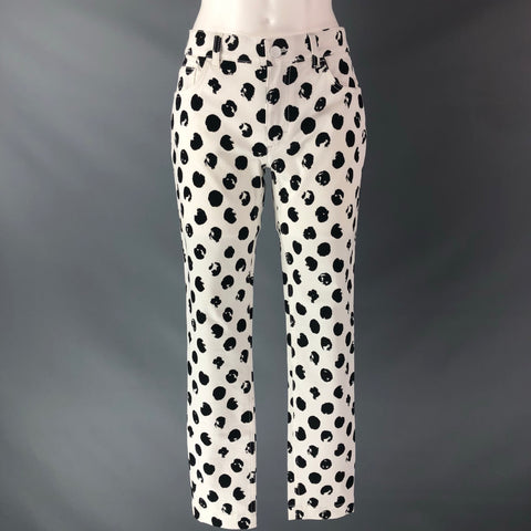 DOLCE & GABBANA Size 6 White Black Cotton & Elastane Dots Jeans