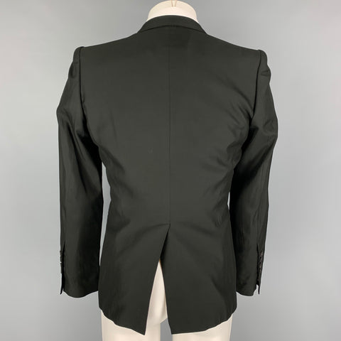 JULIUS_7 Size 38 Black Silk Notch Lapel Sport Coat