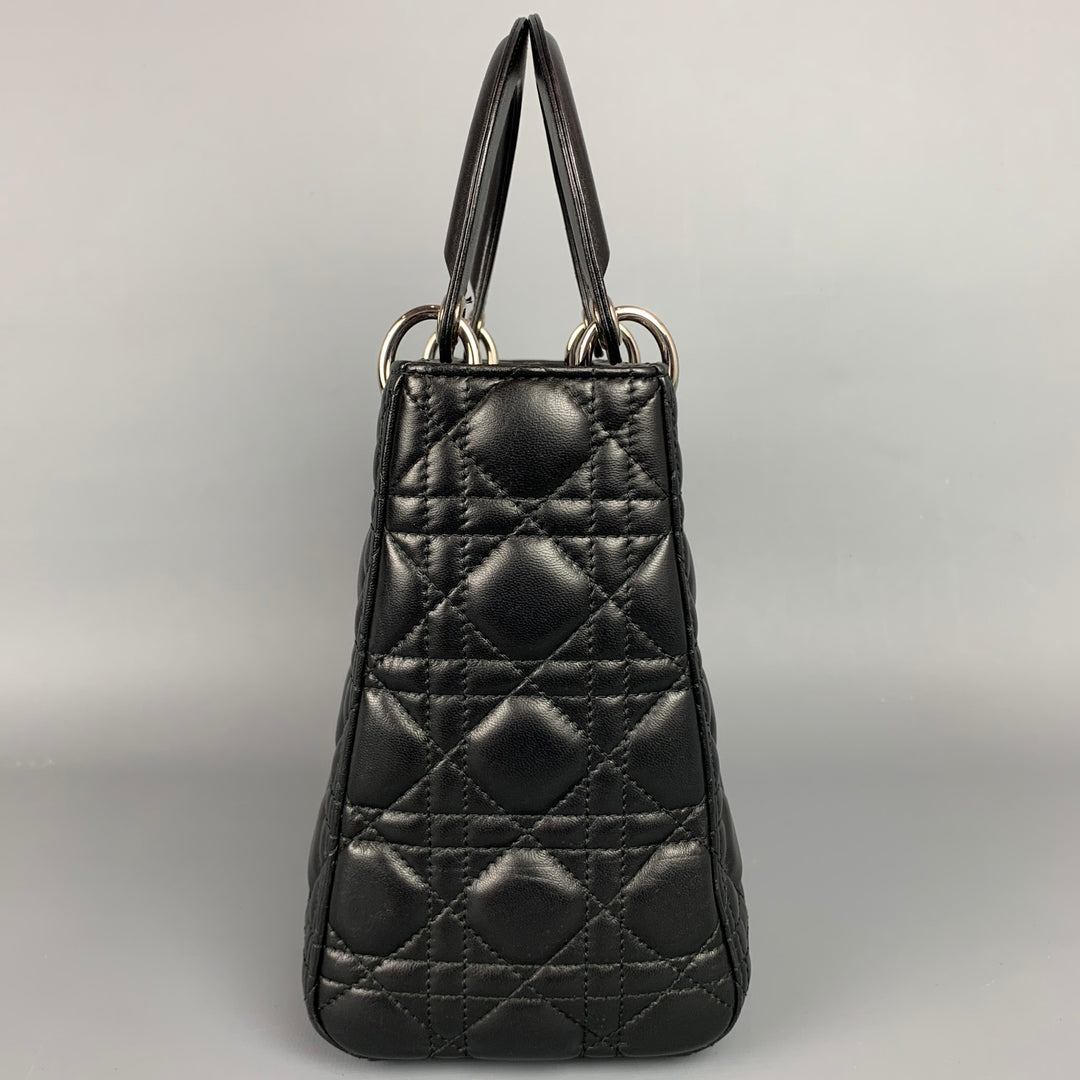 CHRISTIAN DIOR Lady Dior Black Quilted Lamb Leather Medium Handbag
