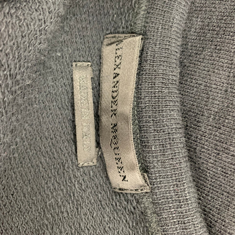ALEXANDER MCQUEEN Size S Black Silver Plaid Silk Polyester Crew-Neck Pullover