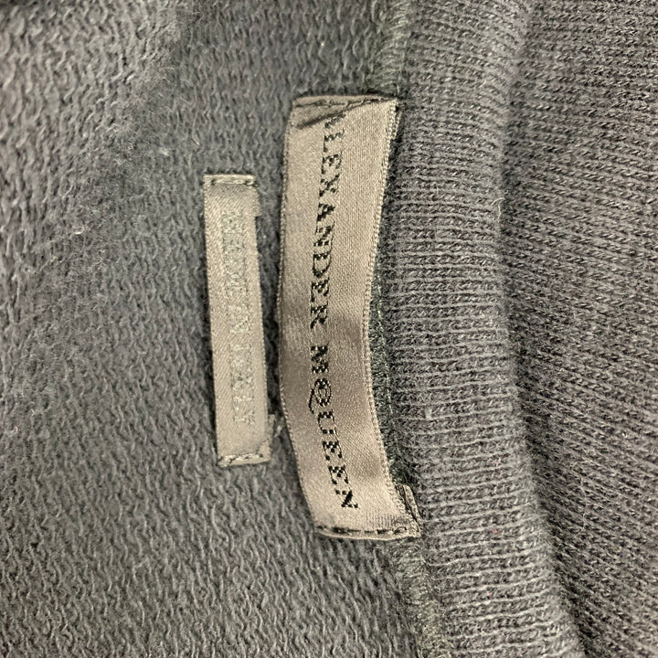 ALEXANDER MCQUEEN Size S Black Silver Plaid Silk Polyester Crew-Neck Pullover