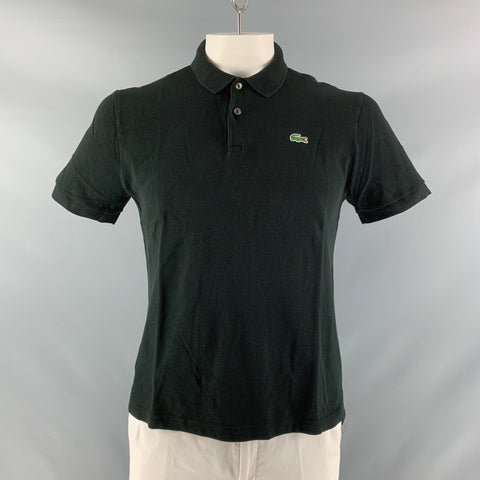 LACOSTE Size XL Black Cotton Polo