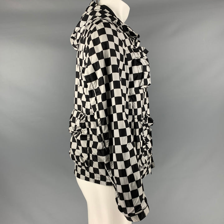 NICK WOOSTER Size M Black White Checkered Nylon Hooded Jacket