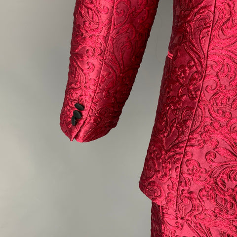 DOLCE & GABBANA SICILIA Size 38 R Pink Brocade Polyester Silk Blend 3 Piece Suit