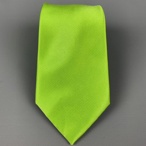TOMMY HILFIGER Lime Green & Navy Color Block Silk Tie
