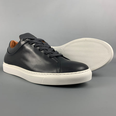 AQUATALIA Size 8.5 Charcoal & White Color Block Leather Low Top Alaric Sneakers