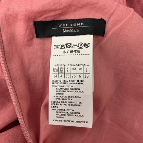 WEEKEND by MAX MARA Size 4 Pink Cotton Silk Pleated Dress