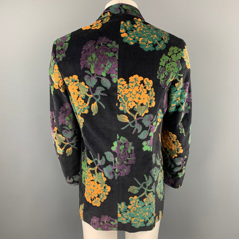 PS by PAUL SMITH Size M Black & Green Floral Velvet Buttoned Jacket