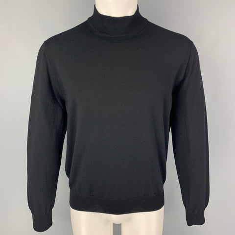 GRAN SASSO Size M Black Knit Virgin Wool Mock Neck Pullover