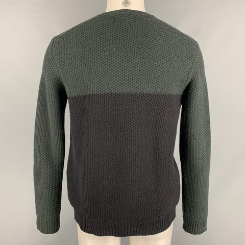 BARBOUR Taille M Pull Col Rond En Laine Vert Noir