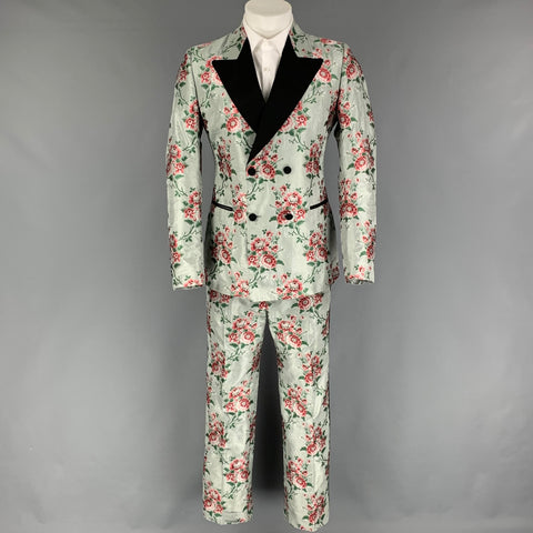 GUCCI by Alessandro Michele Size 36 Green Rose Floral Silk Polyester Tuxedo Suit