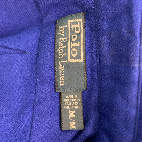 RALPH LAUREN Size M Blue Solid Cotton Patch Pockets Long Sleeve Shirt