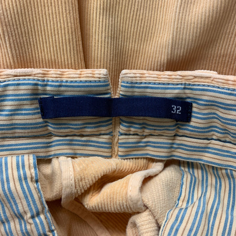 INCOTEX Size 32 Yellow Corduroy Cotton Cuffed Casual Pants