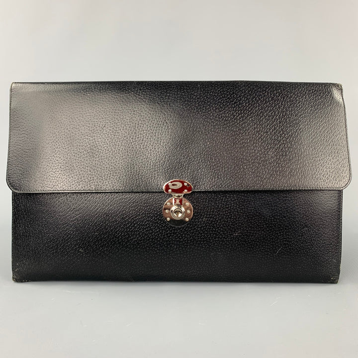 RALPH LAUREN Black Leather Pigskin Rectangle Briefcase Bag