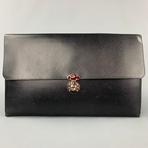 RALPH LAUREN Sac porte-documents rectangulaire en cuir de porc noir