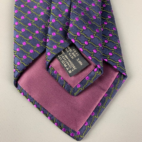 Corbata de seda con lunares azul marino y morado de ETRO