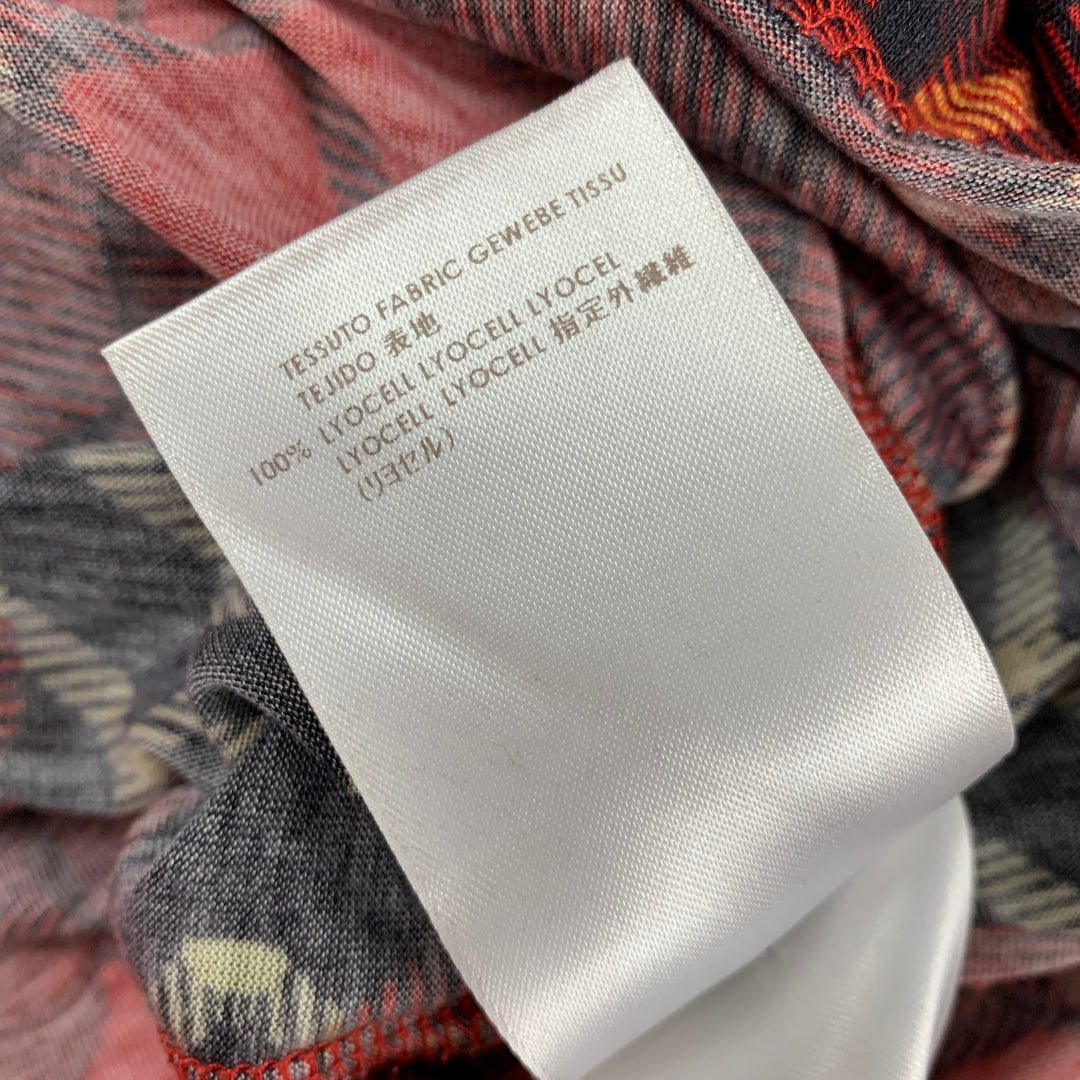 MCQ by ALEXANDER MCQUEEN Size L Red Black Plaid Lyocell Crew-Neck T-shirt
