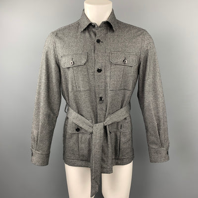 ESTNATION Size M Grey Houndstooth Wool Blend Buttoned Jacket