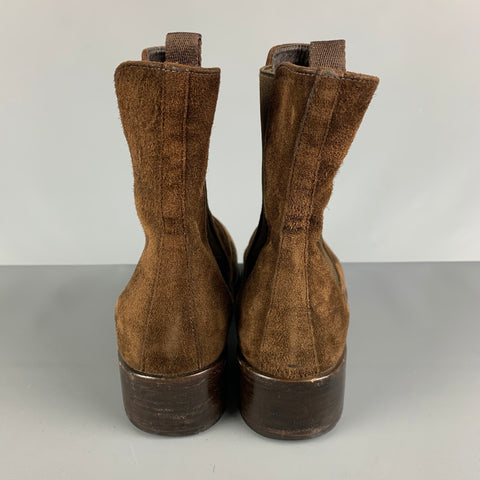 PRADA Botas Chelsea de ante marrón talla 8