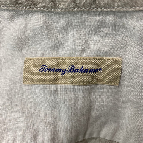 TOMMY BAHAMA Size M Beige Linen Button Up Short Sleeve Shirt