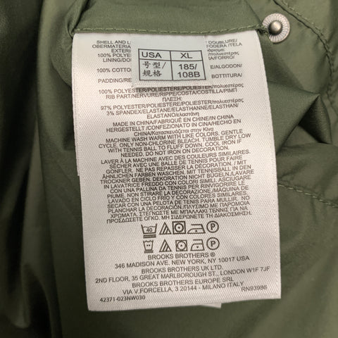 BROOKS BROTHERS Size XL Green Quilted Polyester Zip Up Vest